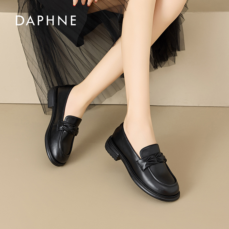 Daphne/达芙妮乐福鞋女2025秋季百搭新款一脚蹬英伦风软底小皮鞋