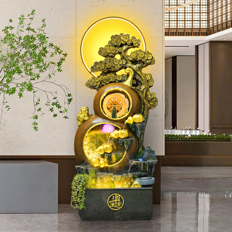 大型假山流水喷泉屏风水幕墙户外庭院酒店隔断流水墙花园造景摆件