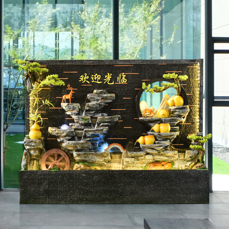 大型水幕墙流水喷泉瀑布景观会所酒店公司屏风别墅庭院装饰简约风