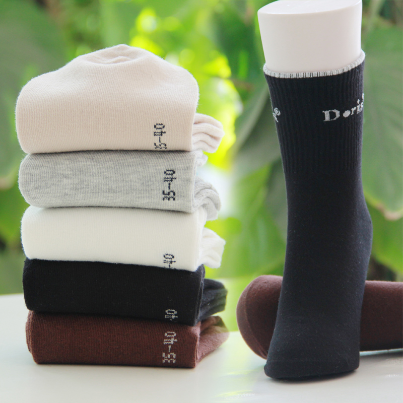 纯棉原封包装中筒高橡筋女袜/5色