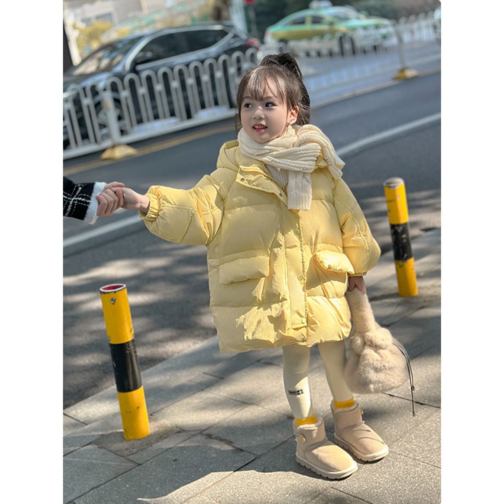 2023新款中长款儿童冬装时髦棉衣保暖外套潮女童加厚棉服冬季