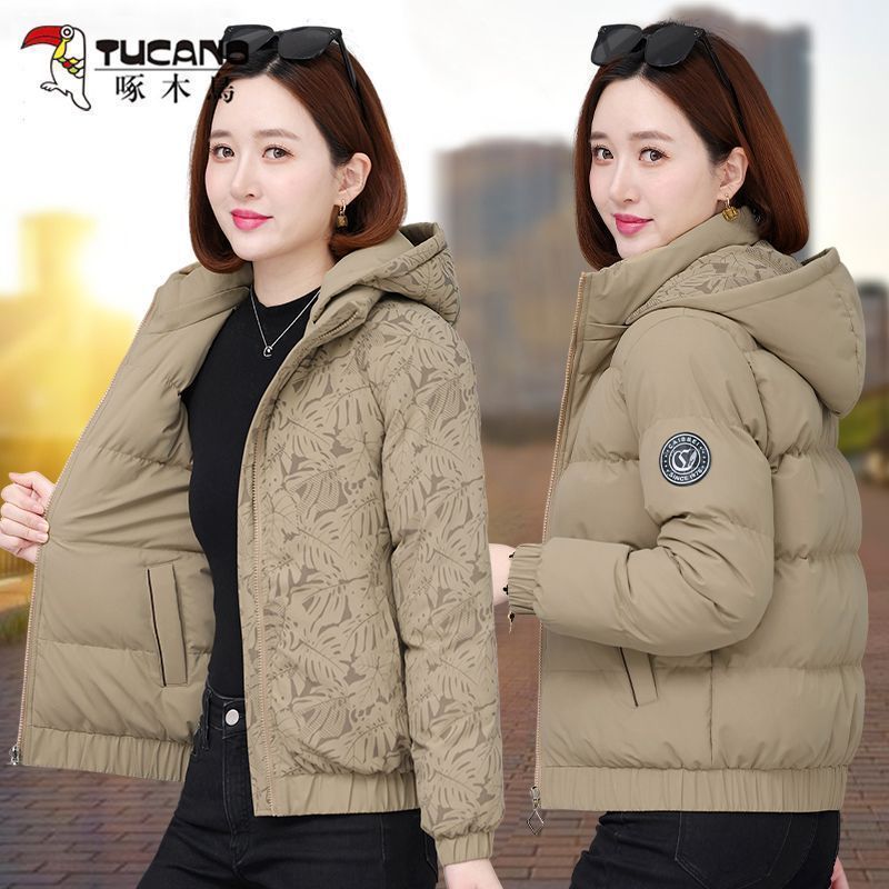 啄木鸟棉服服女短款棉衣冬季新款加厚小个子棉袄外套双面穿