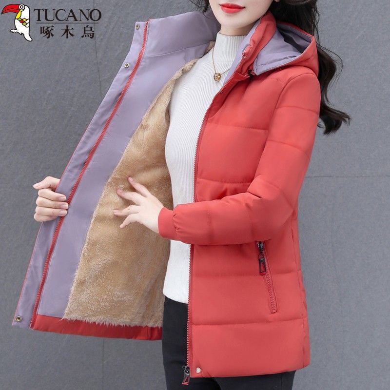 啄木鸟棉服服女冬季中款棉袄2023新款棉衣洋气中年妈妈加厚外套