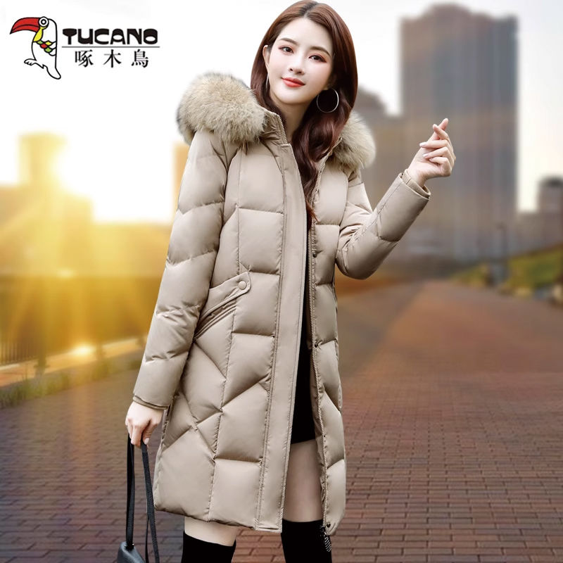 女冬中长款2023年新款冬季爆款时尚真大毛领加厚外套