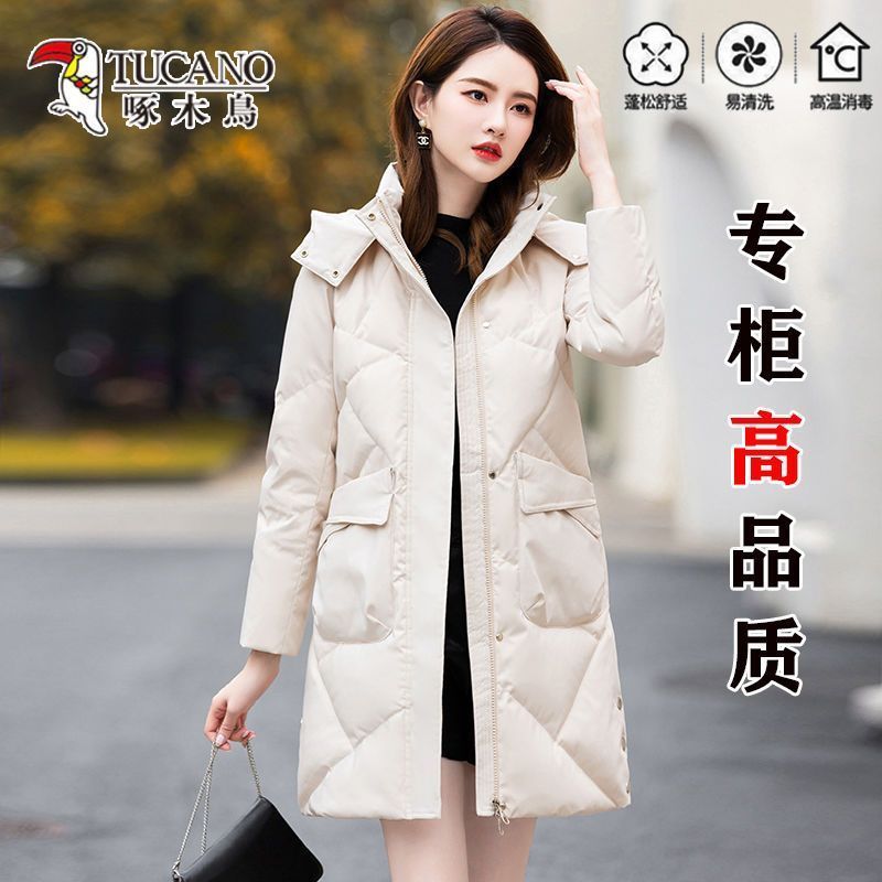 啄木鸟女中长款冬季2023新款韩版潮流时尚外套