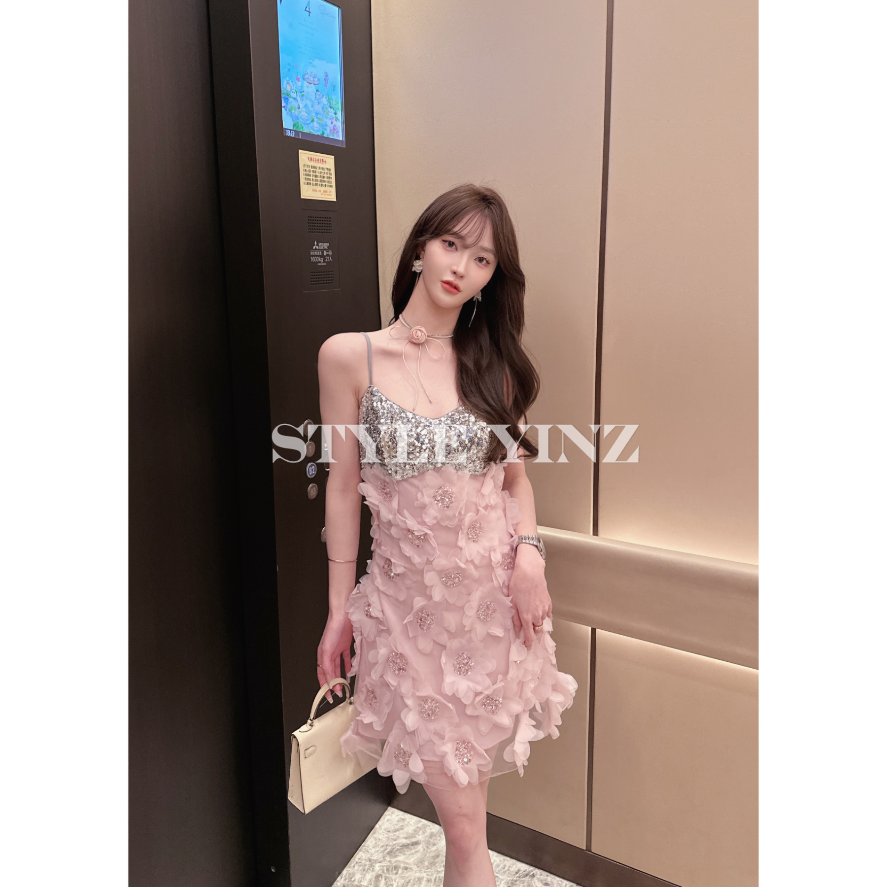 银河花朵法式纯欲高级感吊带连衣裙XZ4143#