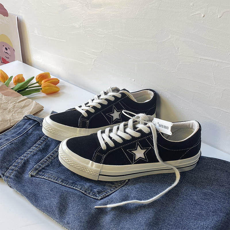 帆布鞋男新款one star星星鞋学生百搭板鞋女ins潮鞋黑色小众男鞋