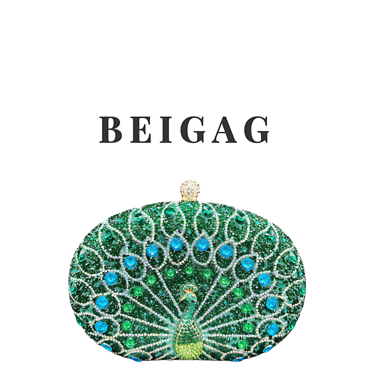 【孔雀】包镶钻包时尚新款复古宴会手拿包镶钻包手提晚宴包D手提包