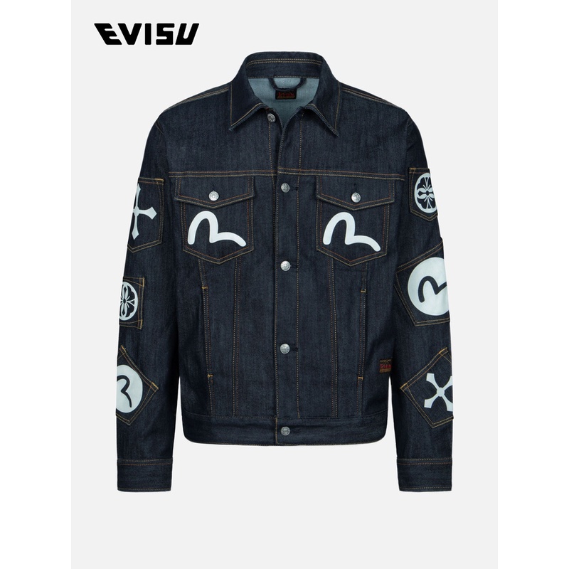 EVISU2023秋季新款男士海鸥印花休闲牛仔夹克2EAHTM3DJ7004RXCX
