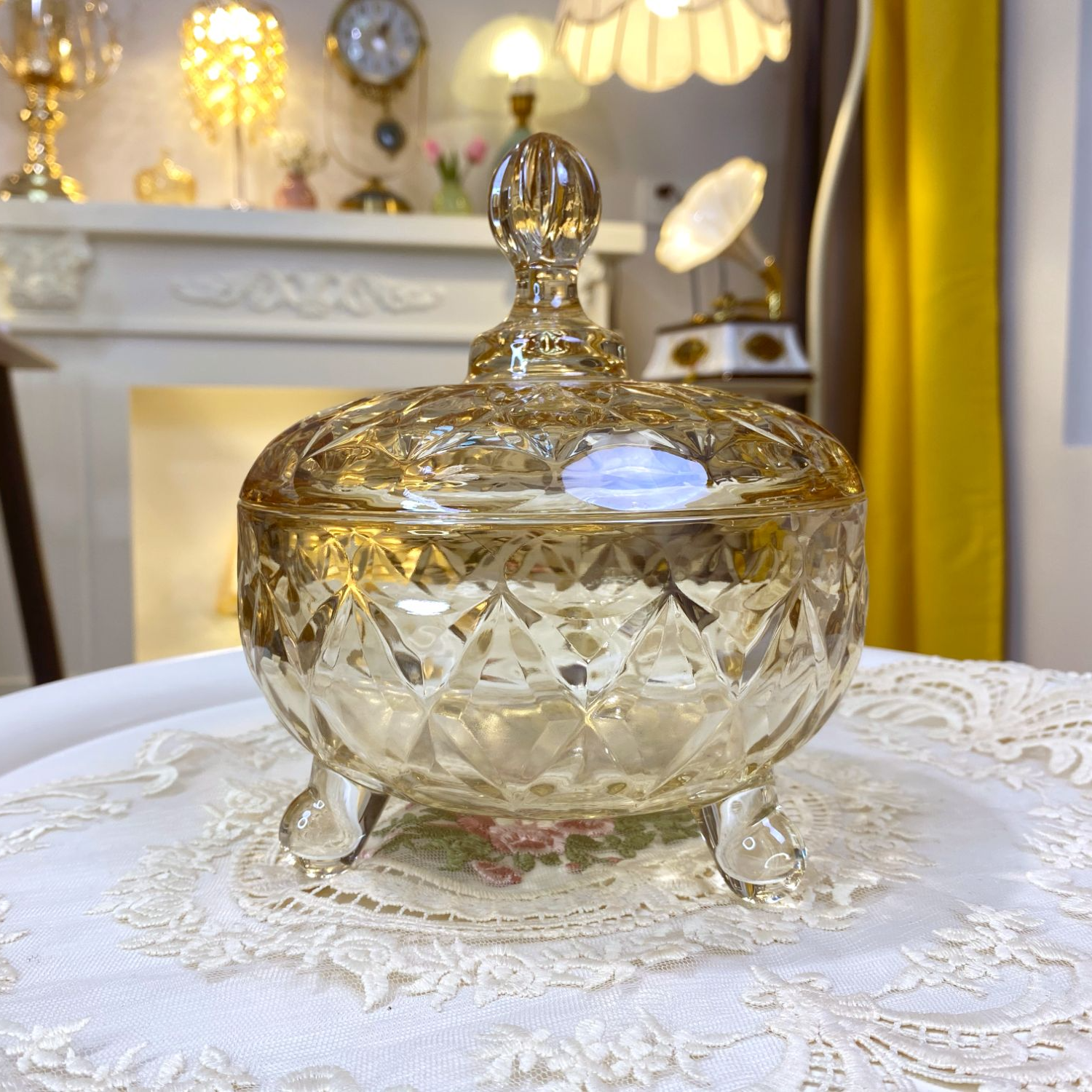 【粉丝福利】琥珀色大号轻奢高颜值糖果罐居家茶几摆件桌面收纳