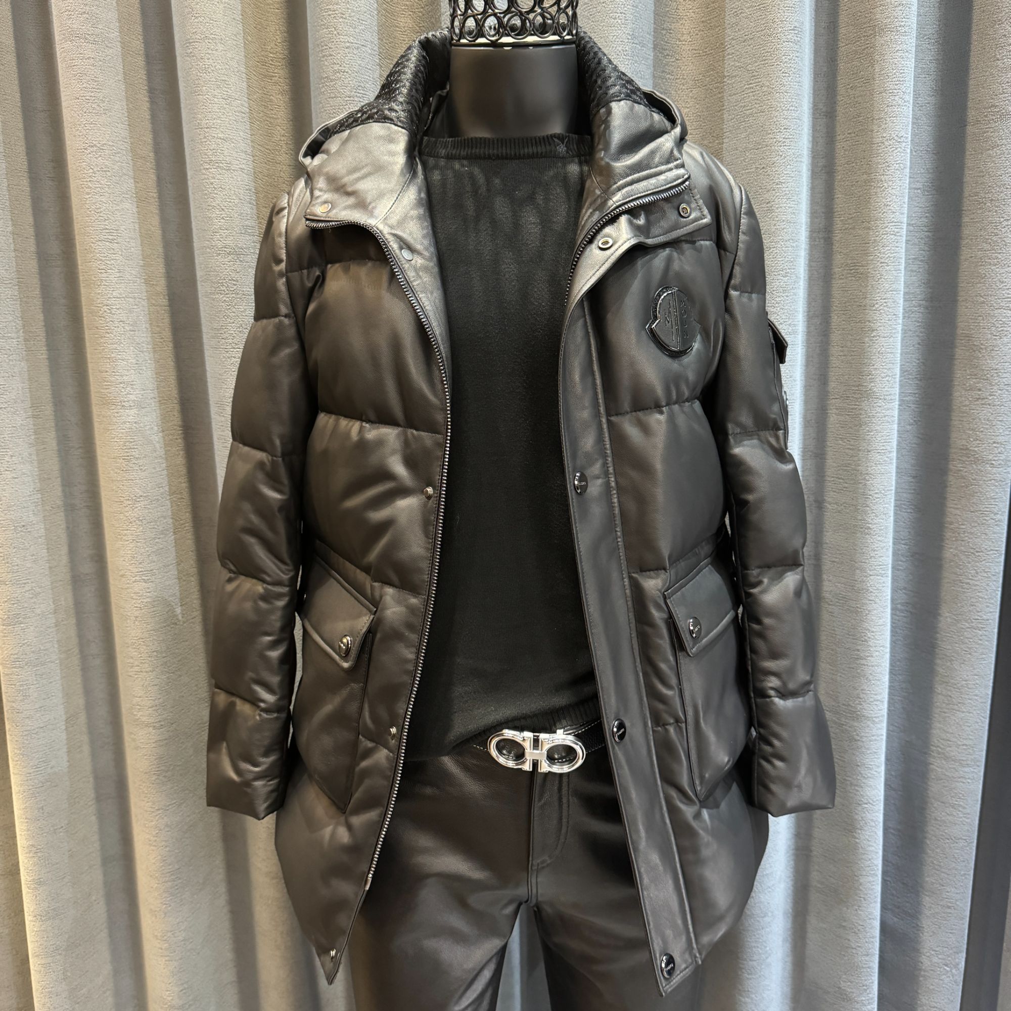 冬季羊皮羽绒服真皮皮皮衣男士连帽宽松面包服皮夹克外套休闲保暖