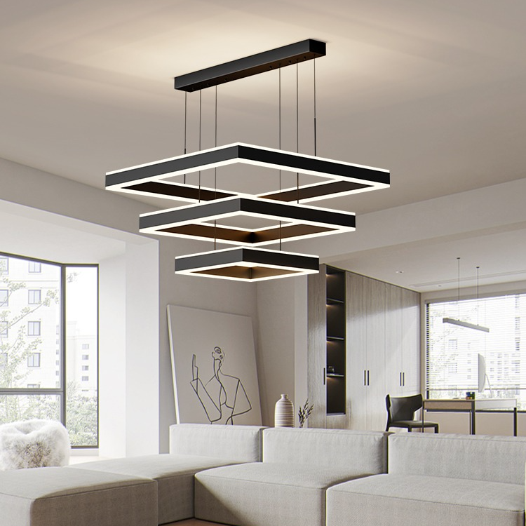 客厅吊灯北欧极简创意方形大厅主灯家用大气艺术餐厅铝材吊线灯具