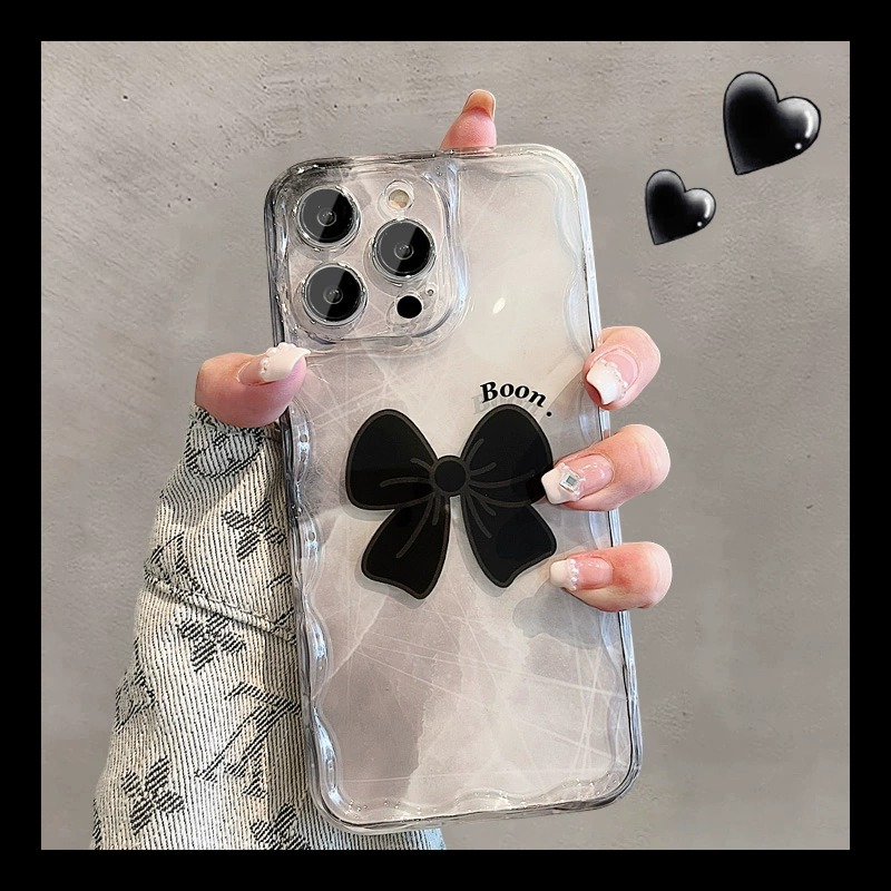 黑白晕染蝴蝶结适用苹果14promax手机壳ins风新款iphone13保护套