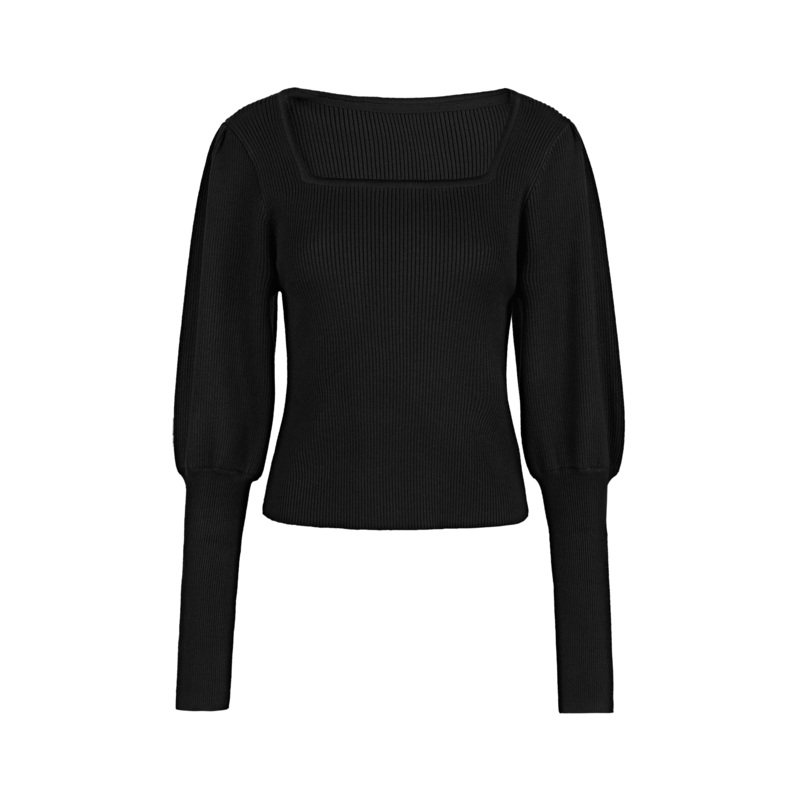 S·DEER圣迪奥时尚秋冬复古方领羊腿袖修身灰色针织衫S22183515