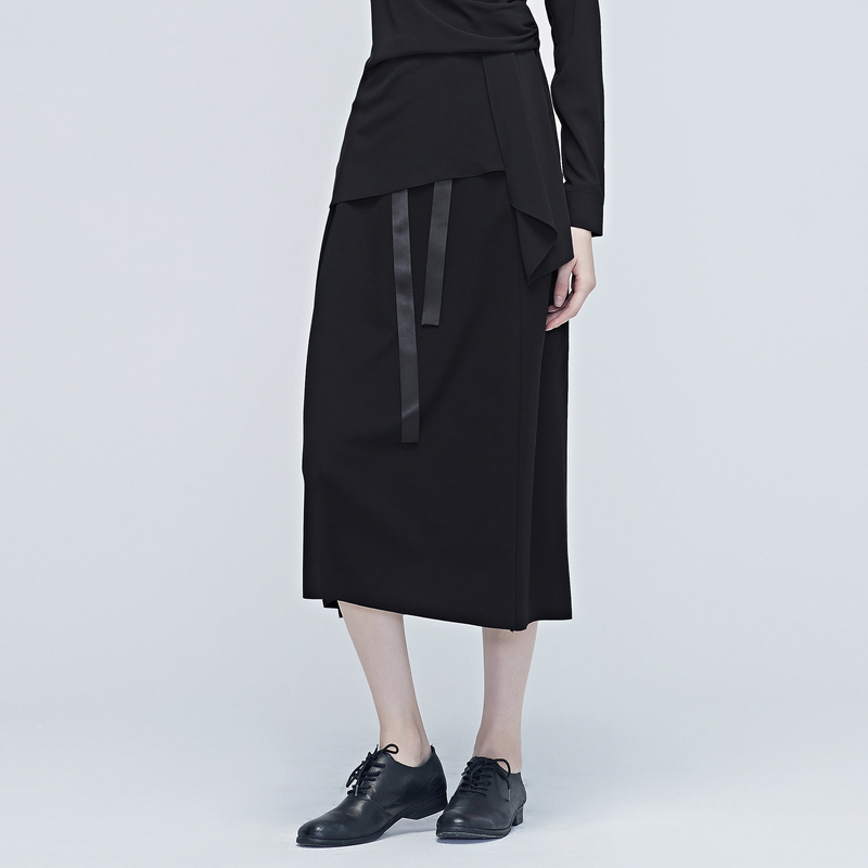 S·DEER圣迪奥时尚气质松紧系带字母印胶休闲半身裙长裙S20381111