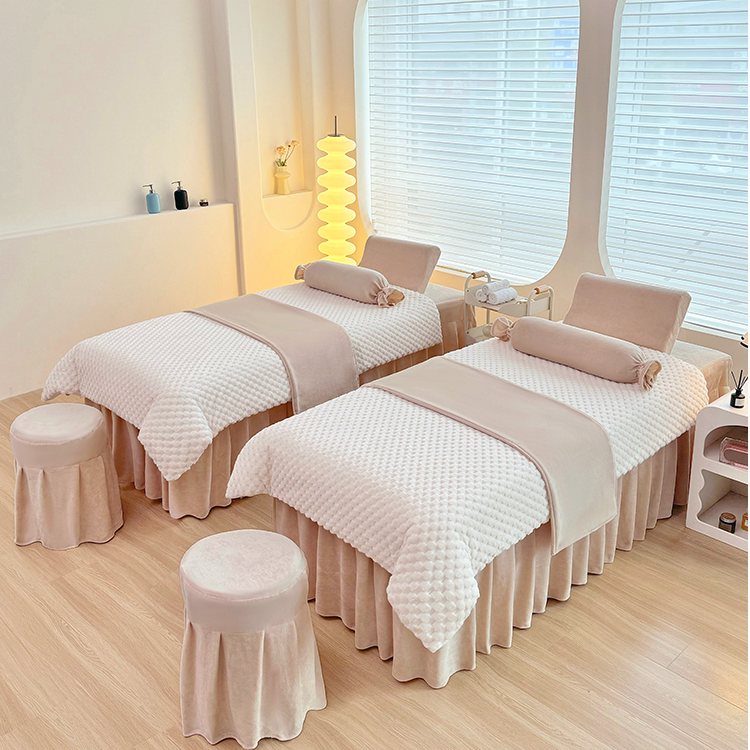 2024秋冬牛奶绒美容床罩四件套珊瑚绒轻奢高端床单美容院专用