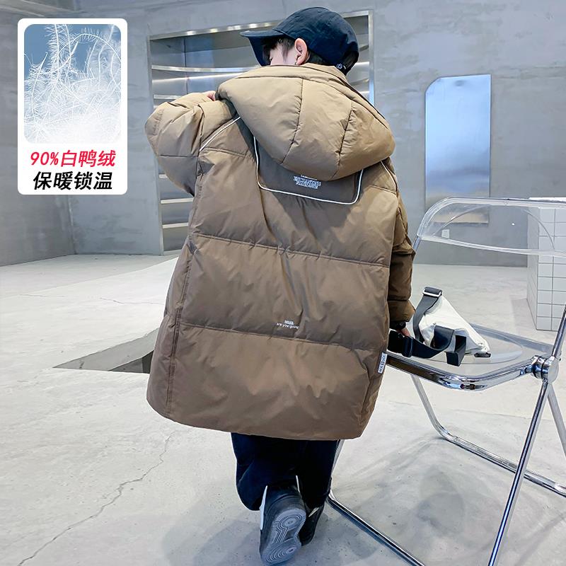 儿童羽绒服男童冬装加厚保暖羽绒内胆外套2023新款中长款连帽潮牌