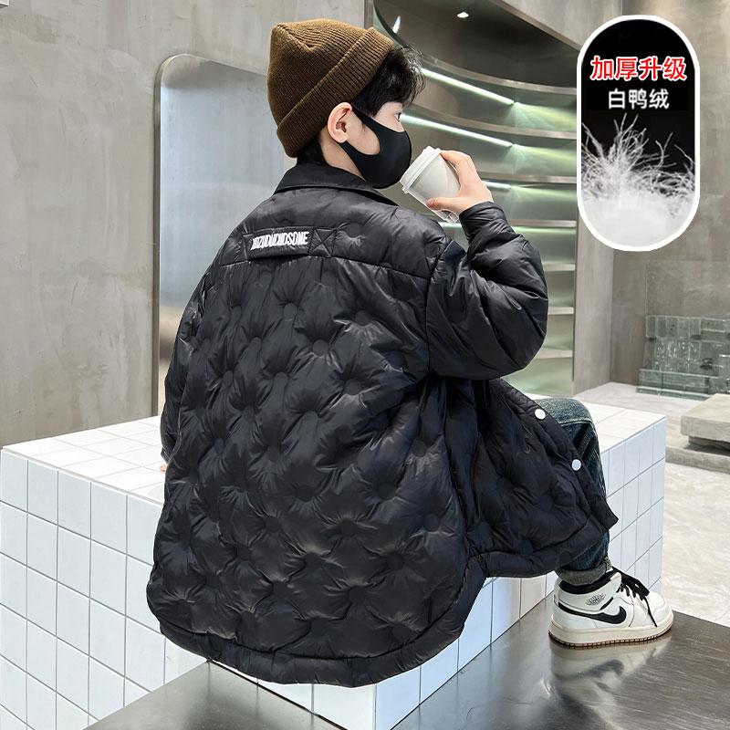 儿童装男童羽绒服冬季2023新款外套洋气中大童男孩加厚冬装轻薄款