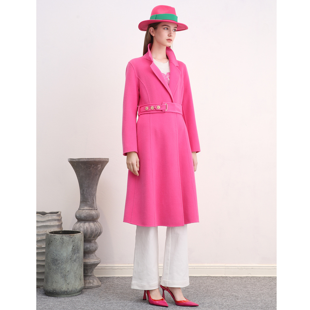 【高级感减龄】JETEZO冬季甜美气质绵羊毛双面呢保暖大衣BB1HC359D1