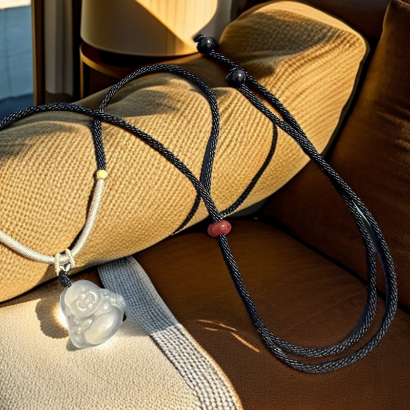 非金属仿水晶吊坠 复古编织编绳素款黑色项坠  双11爆款 平替好物