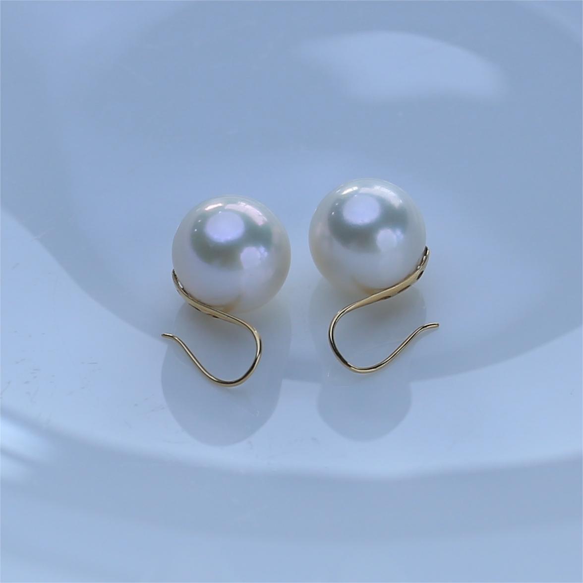 淡水珍珠高跟鞋耳饰18K金镶嵌14-15经典气质