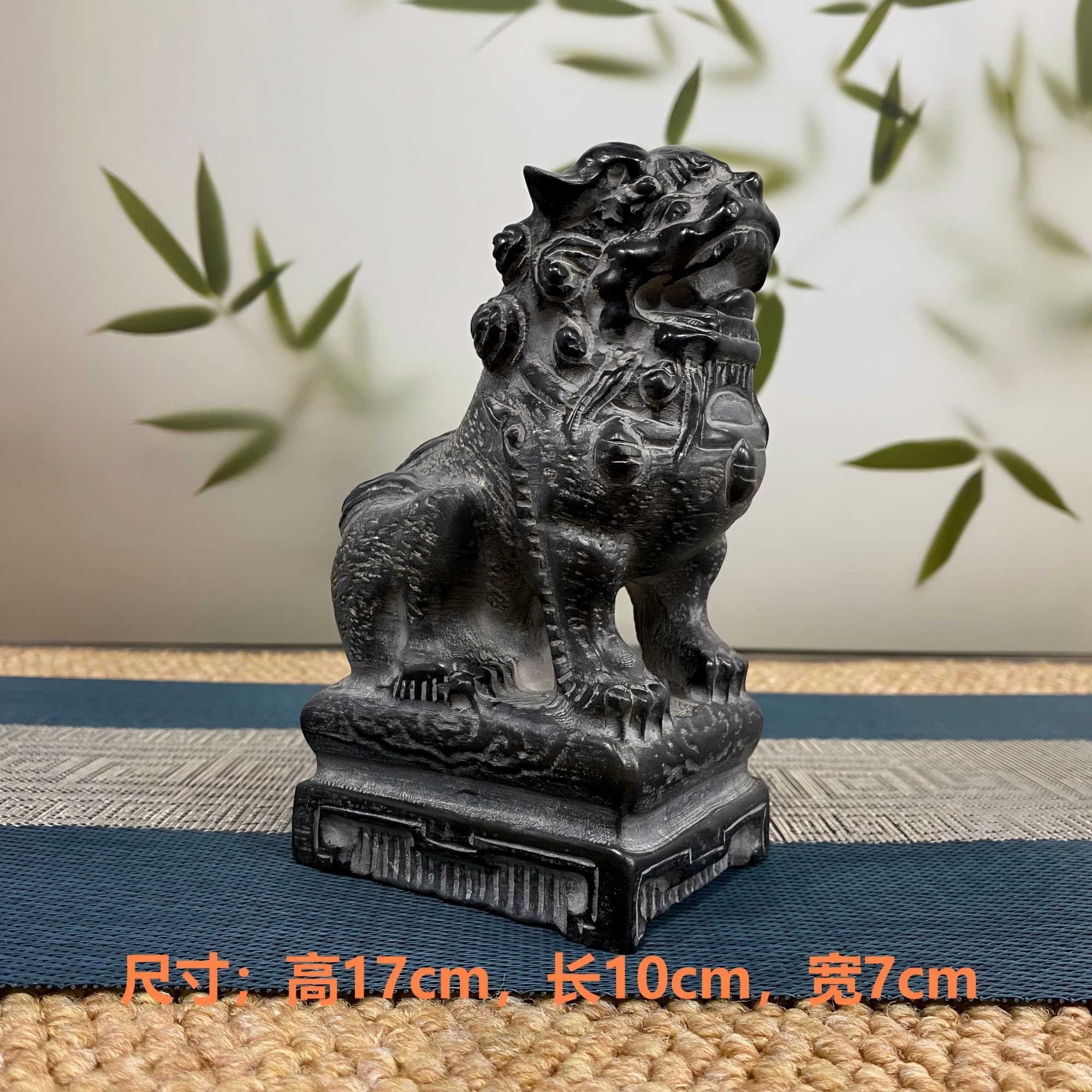 山西精美青石石雕桌面摆件工艺品（小中堂案头狮）