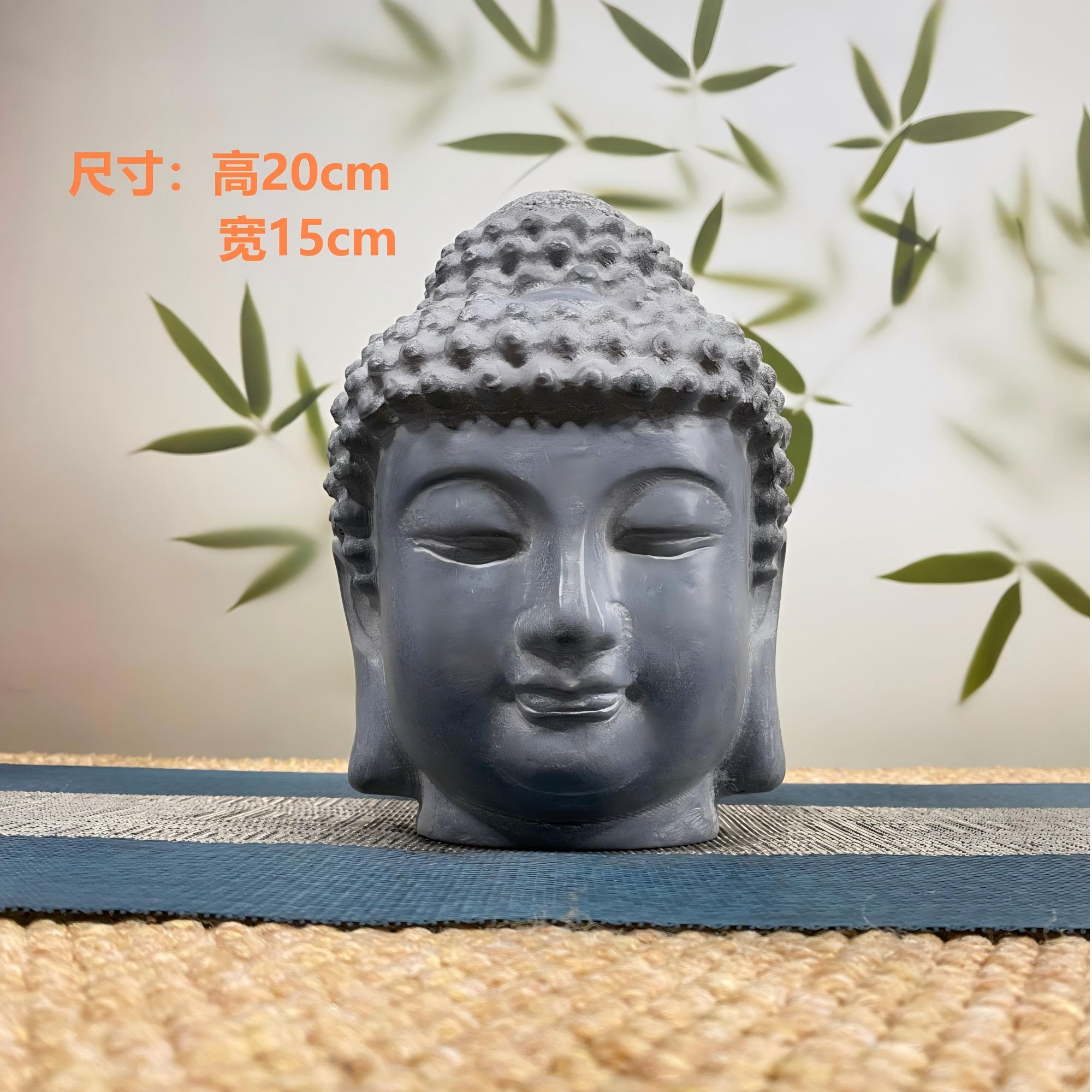 山西精美青石桌面手工造景摆件雕塑中式玄关工艺品创意高20CM佛头