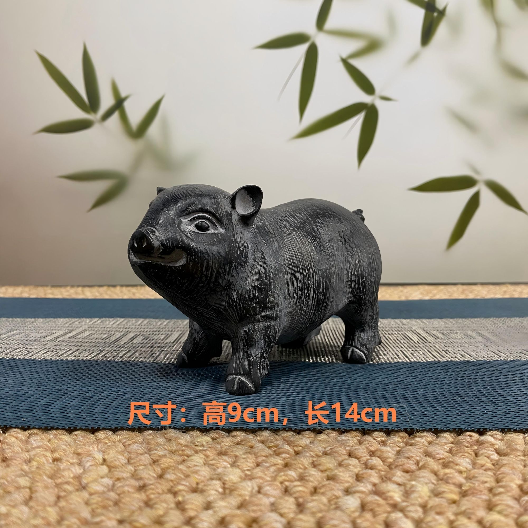 无品牌山西精美青石狮子陶瓷桌面造景摆件雕刻工艺品（小号福猪）