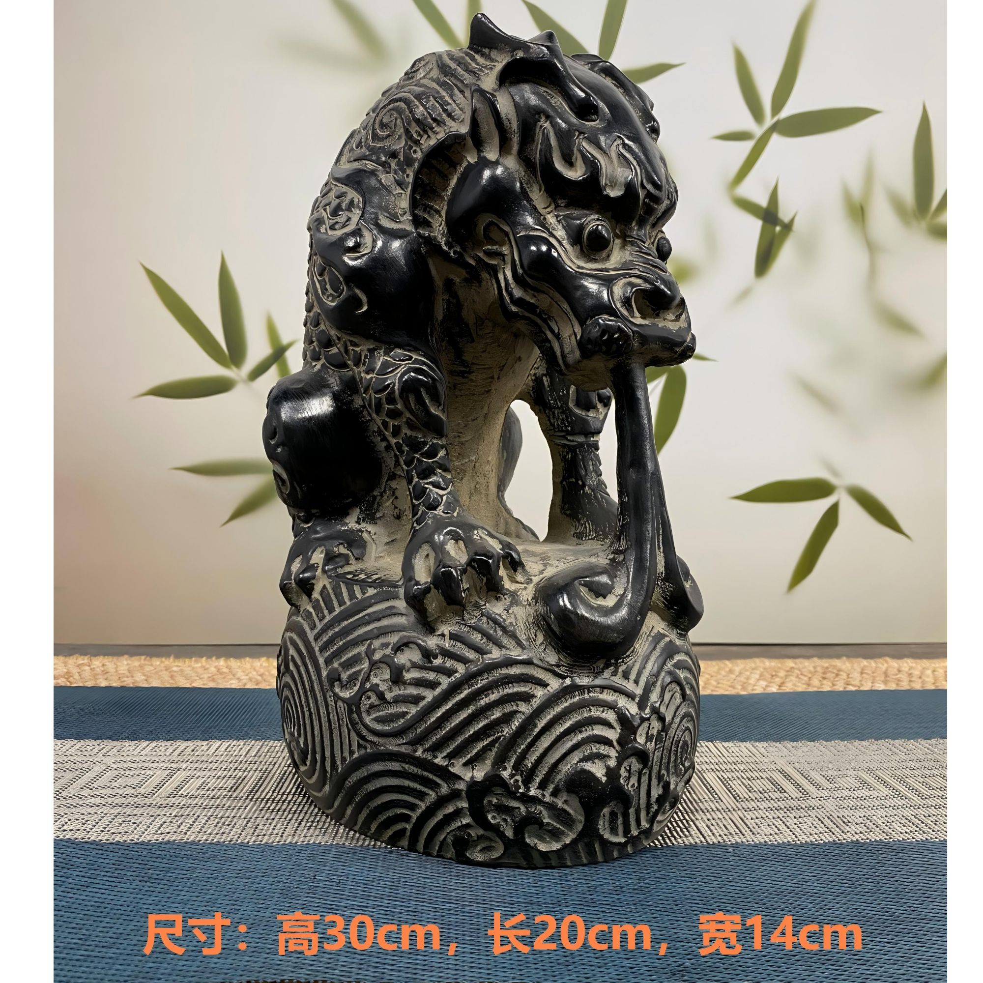 山西精美青石石雕麒麟桌面造景摆件大号中式工艺品（30CM吸水兽）