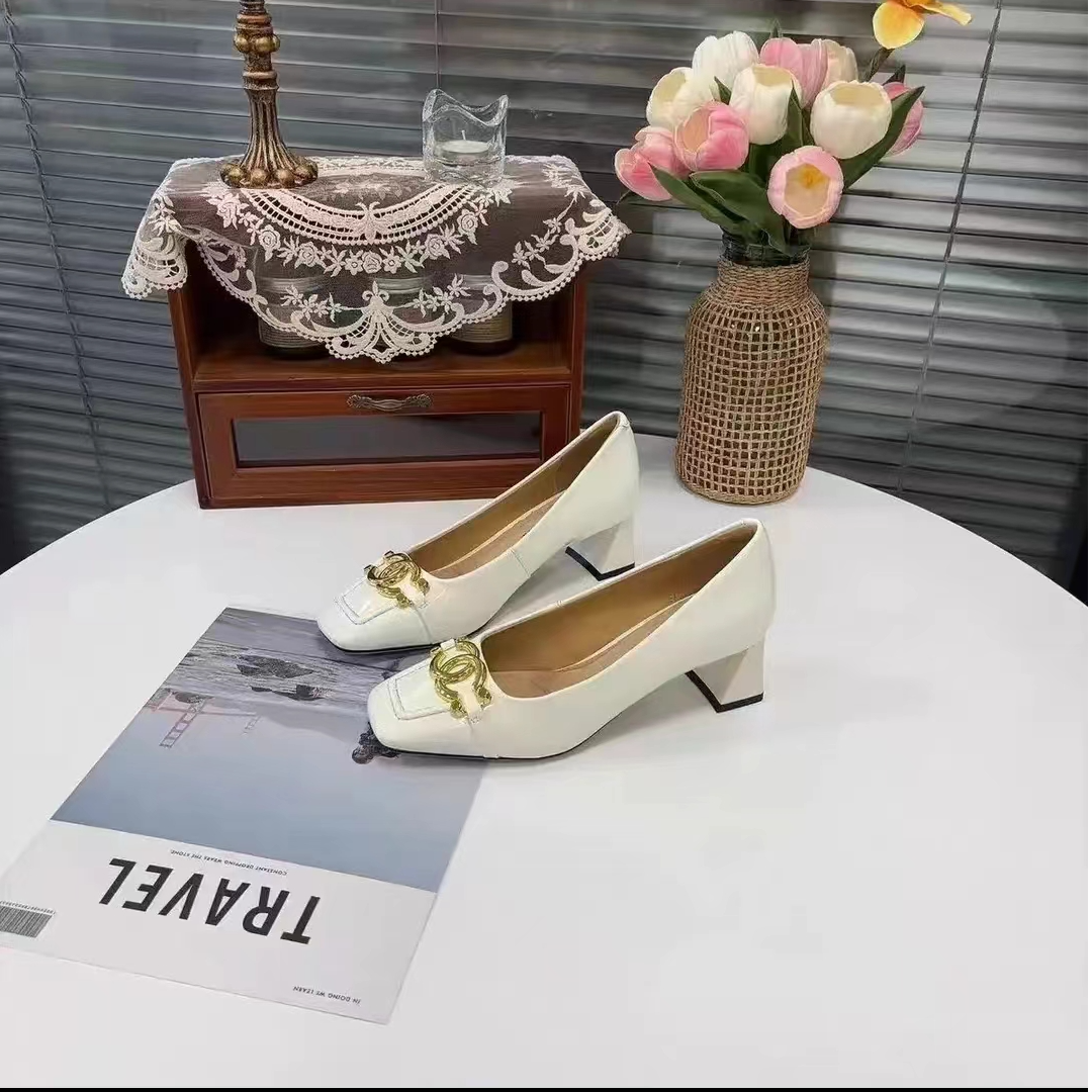 新款时尚百搭法式粗跟方头浅口温柔中跟单鞋玛丽珍P2025