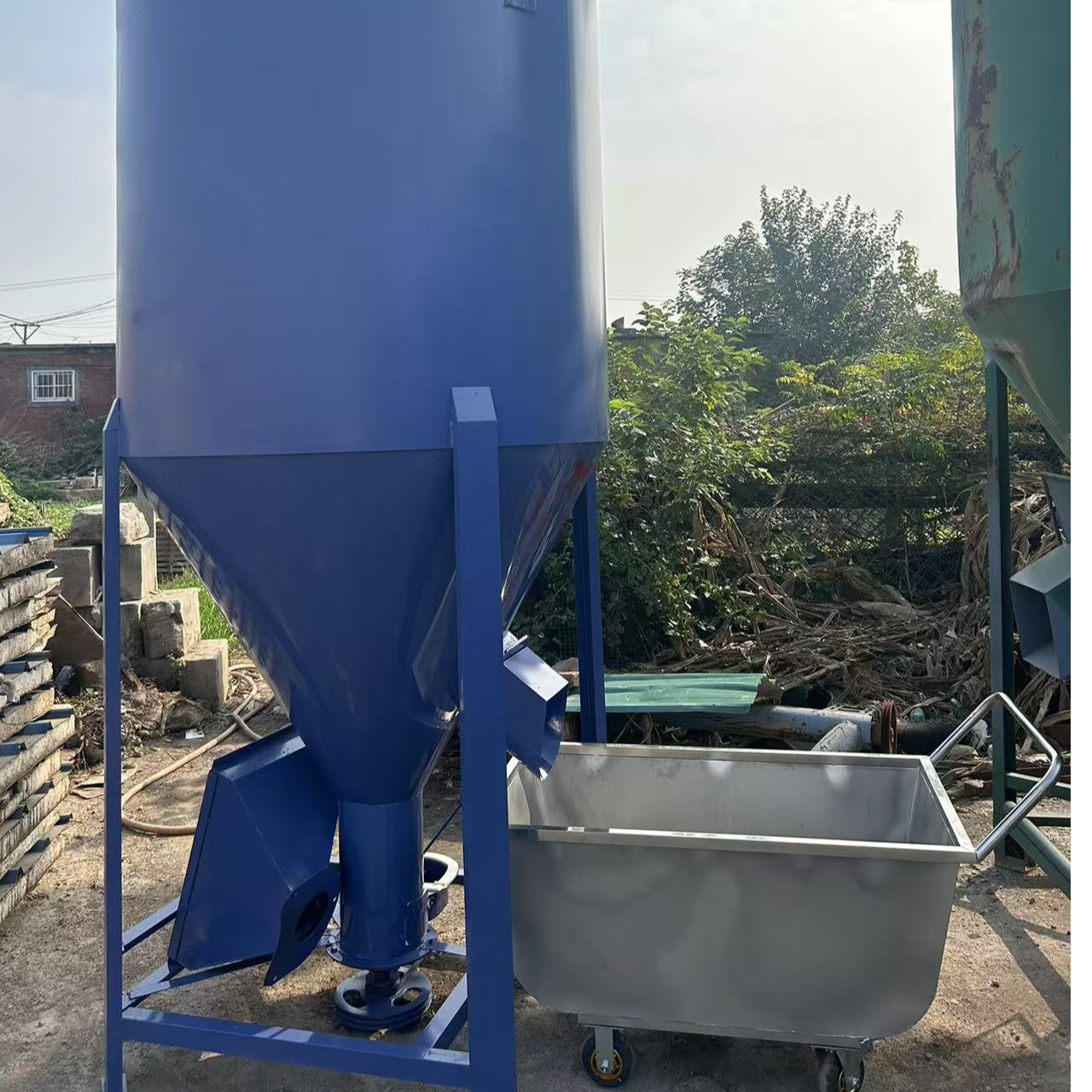 不锈钢手推车饲料机下料专用车精工满焊经济适用款养殖专用