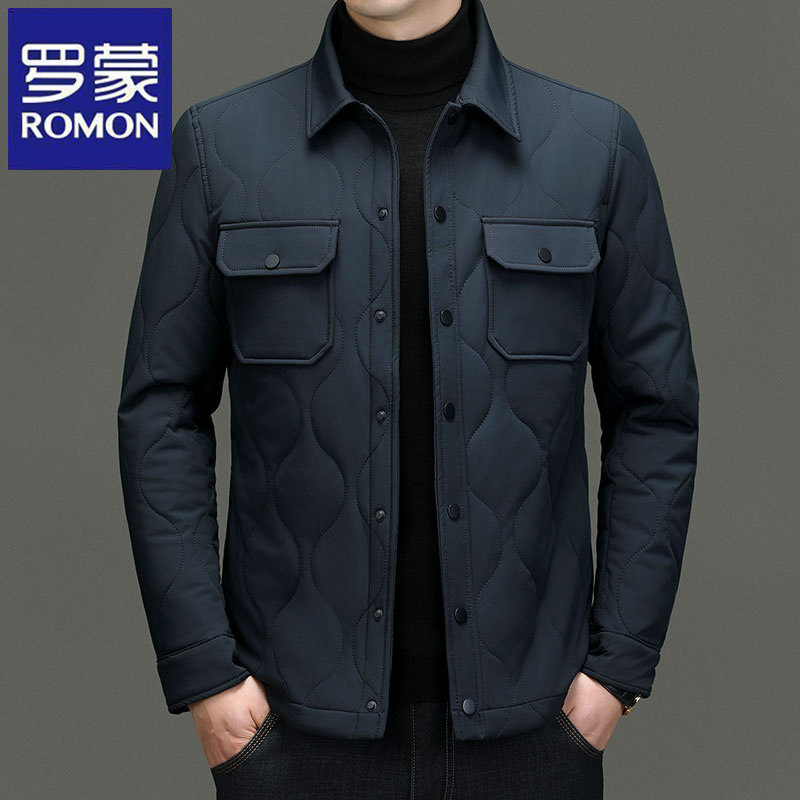 罗蒙秋冬季新款男士休闲夹克时尚百搭棉衣保暖加厚外套商务棉服潮