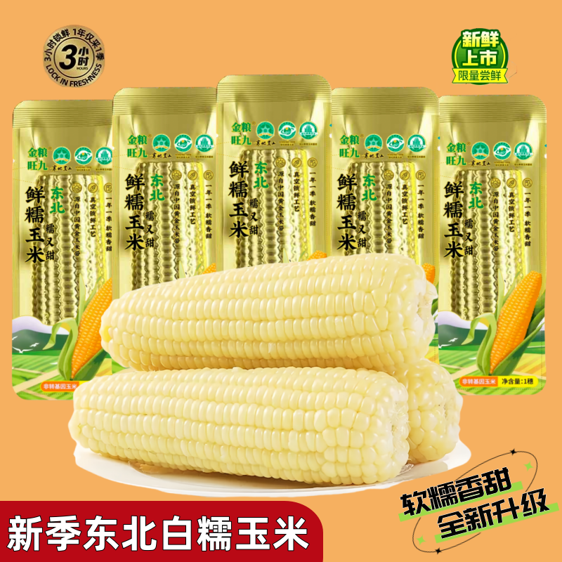 【试吃4根】东北大白糯玉米香甜软糯饱腹LY