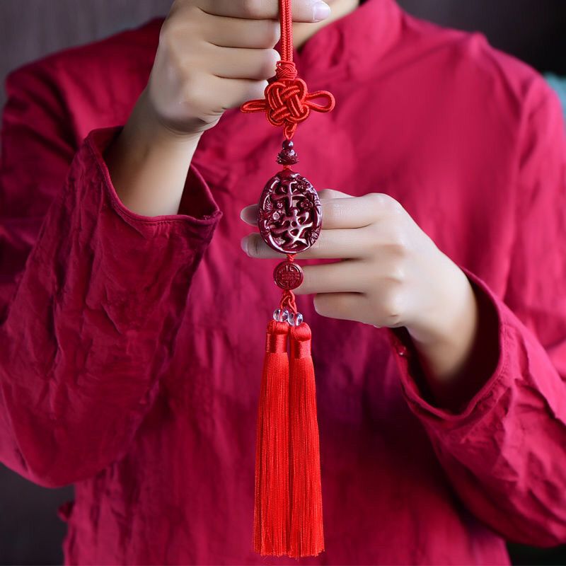 含辰砂工艺品含辰砂工艺品朱砂紫金砂花鸟平安牌车挂