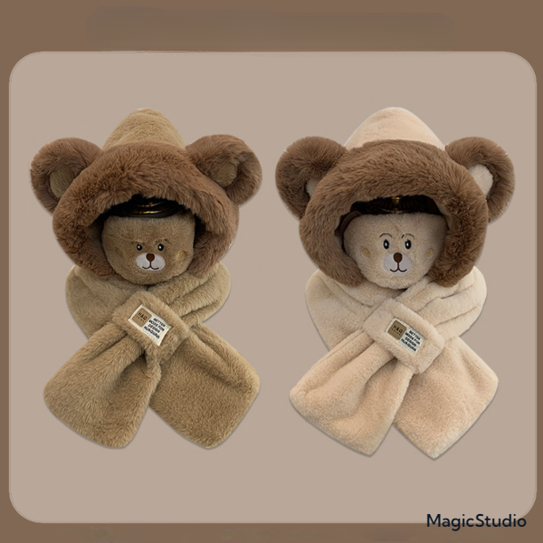 帽子女秋冬季围巾围脖一体护耳罩高颜毛绒骑车保暖滑雪帽围脖骑车