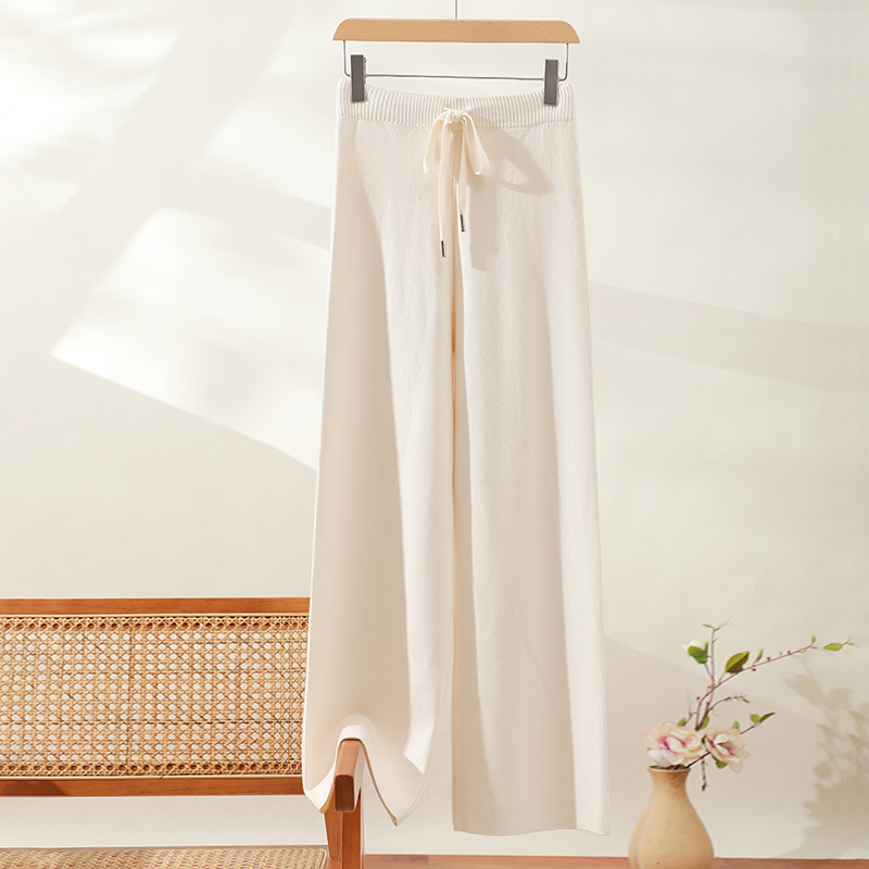 加厚显高显瘦女士羊毛阔腿裤外穿百搭针织高腰时尚气质休闲