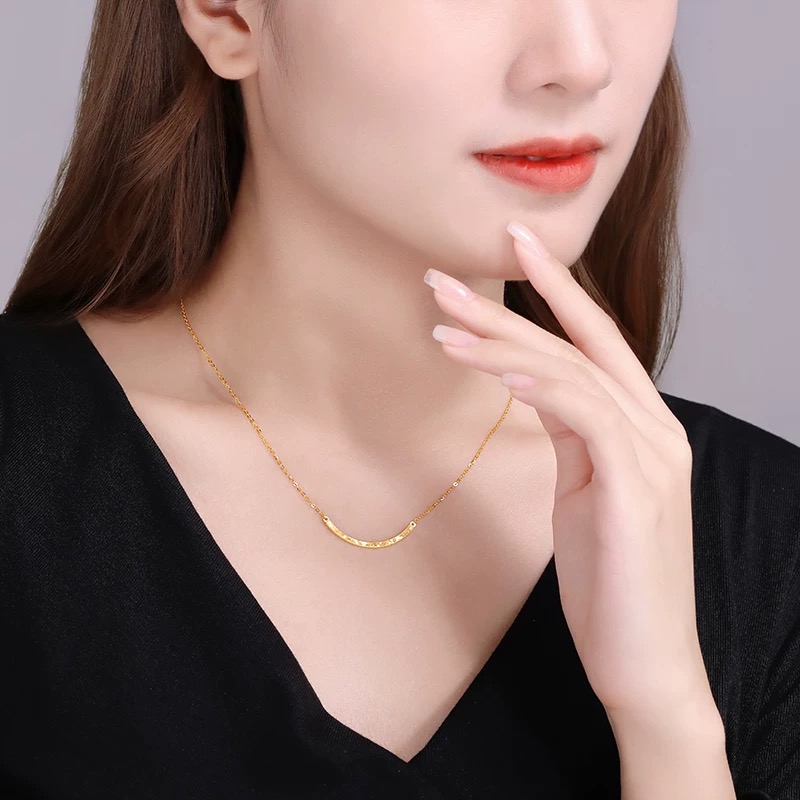 18K金微笑项链小众轻奢高级设计感锁骨链甜美气质微笑叠戴百搭