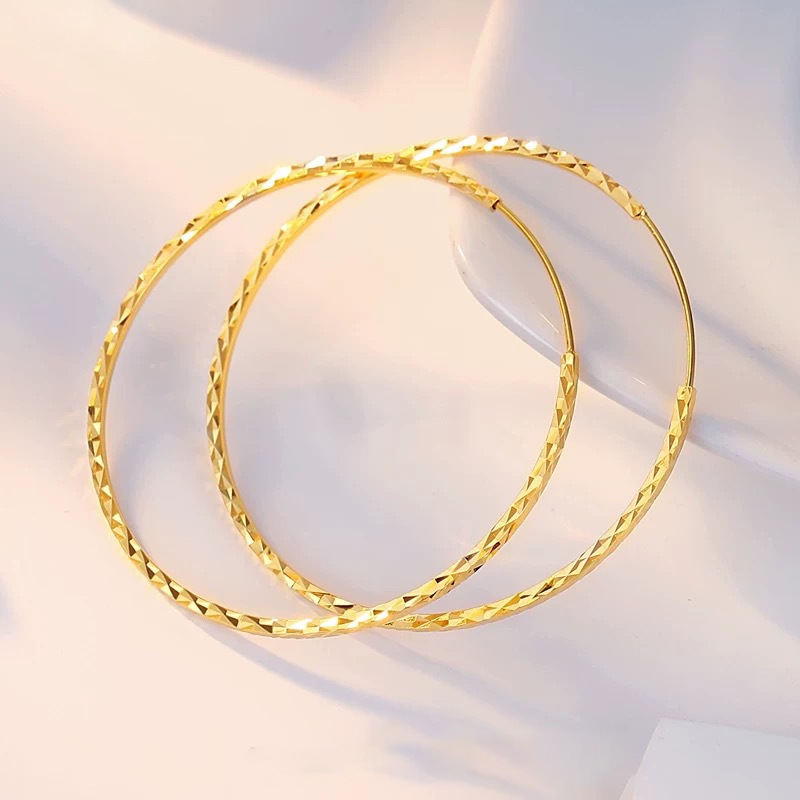 裕璨18K金满天星插入式大耳圈多样性发其一金耳圈48mm