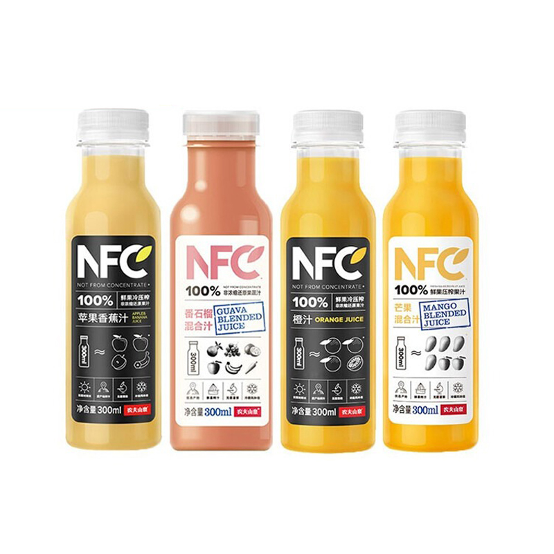 农夫山泉NFC果汁300ml*6瓶鲜果冷压榨100%非浓缩还原饮料橙石榴汁