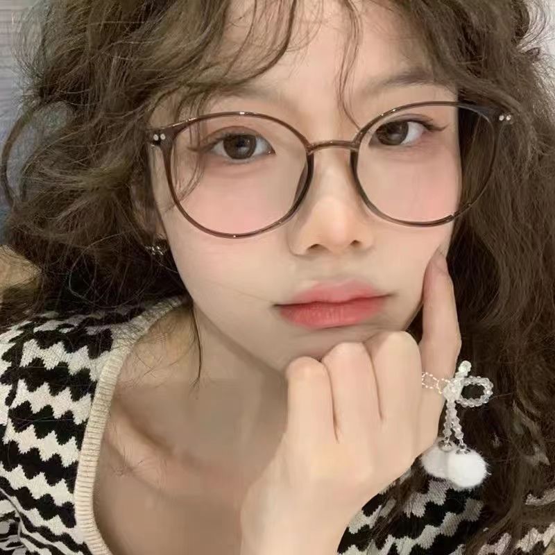 超轻茶色素颜眼镜女款可配近视度数防蓝光辐射韩版显脸小眼镜框潮