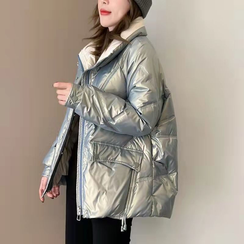 波司澄亮面免洗羽绒羽绒棉服女冬季新款韩版宽松短款显瘦小个子棉