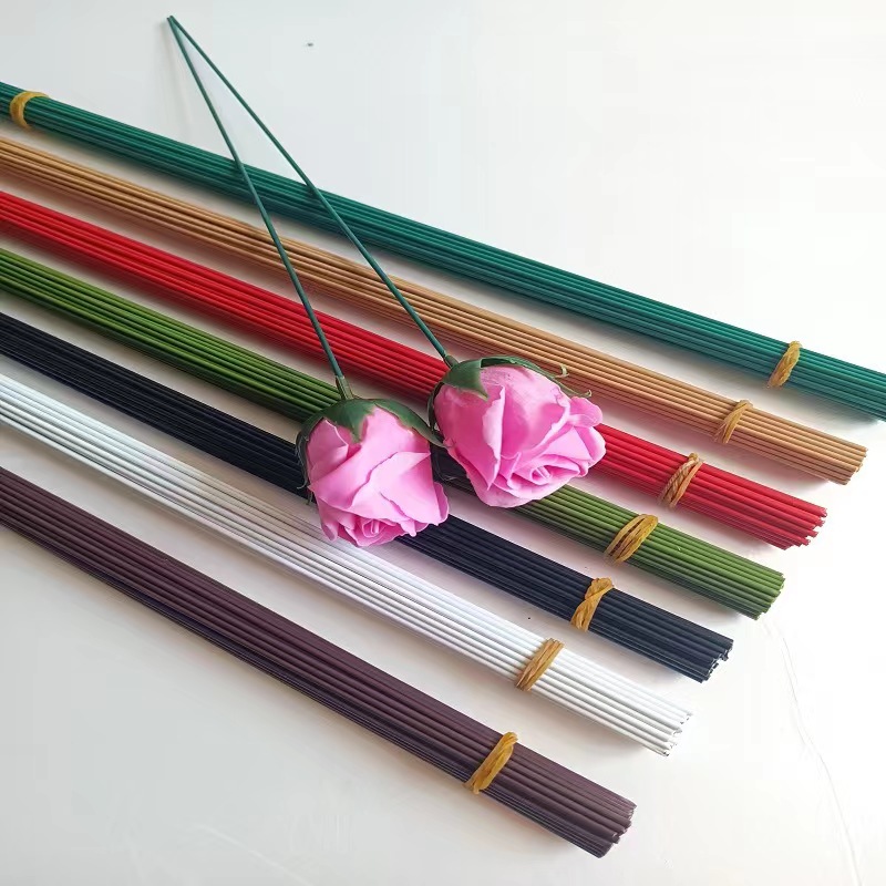 【活动中】2号加粗花杆30cm40cm60cm绿色白色胶包铁diy手工鲜花店