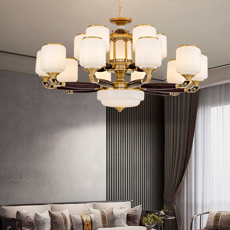 新中式吊灯禅意中国风餐厅客厅灯新款高档大灯家用别墅复式吊灯