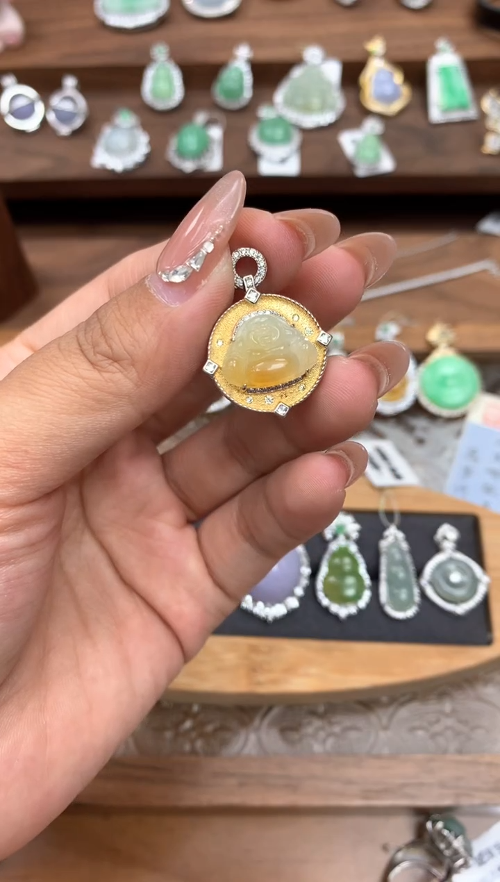 【闪购商品】翡翠吊坠(不含链)银S925镶嵌佛公吊坠