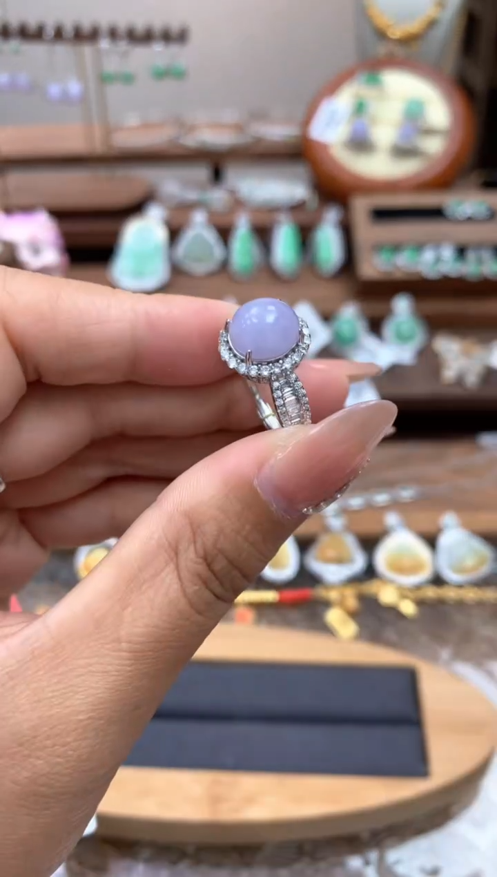 【闪购商品】翡翠戒指银S925镶嵌蛋面戒指