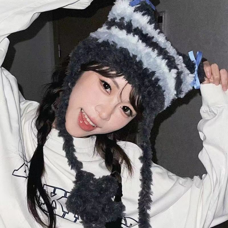 猫耳针织毛线帽手工编织绒绒帽子材料包diy秋冬生日礼物送女朋友