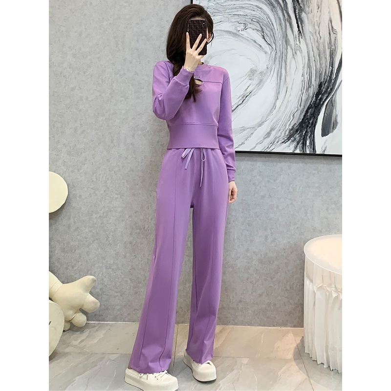 高级设计感卫衣套装女春2024新款时髦洋气休闲运动阔腿裤两件套潮