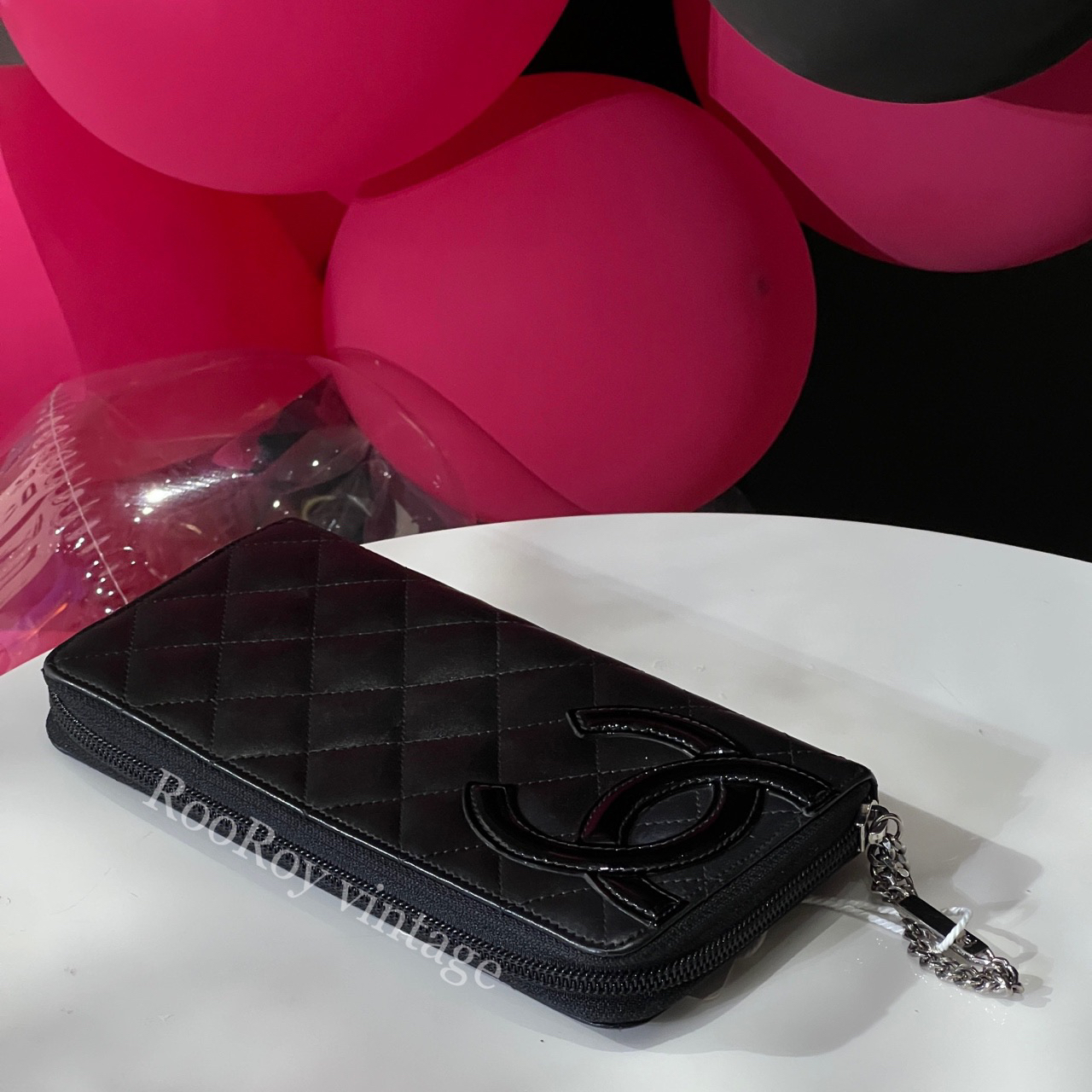 95新 Chanel/香奈儿 黑色牛皮康鹏长款钱包 /16开/6505041