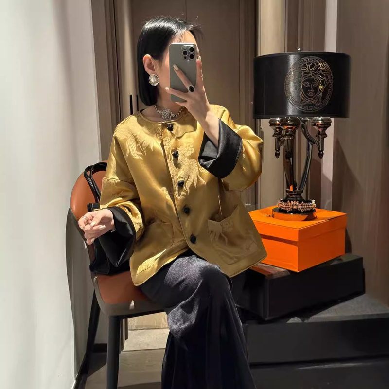 【断码】南油2024年秋季新款乐皱提花两面穿外套休闲时尚气质上衣