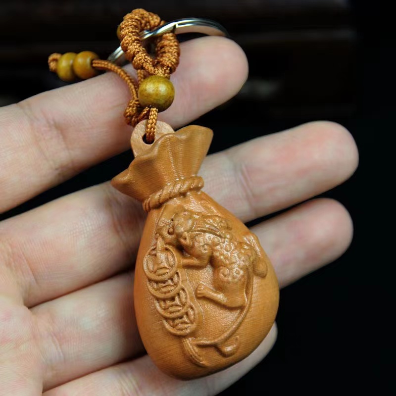 桃木福袋钥匙扣（高端材质）